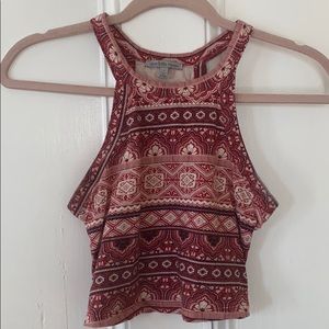 Red patterned crop top